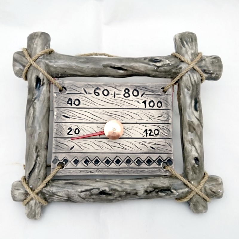 Keraaminen saunalämpömittari - oksarungossa