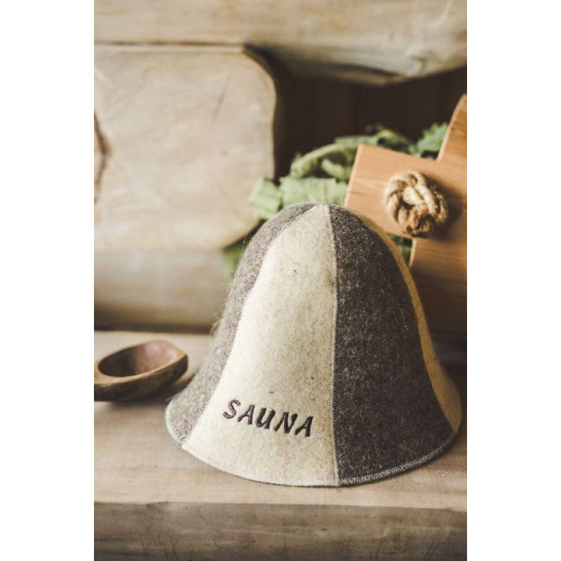 Saunahattu - SAUNA, raidallinen