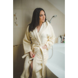 Puuvillainen (kermanvärinen) hupullinen kaapu  Puuvillainen (kermanvärinen) hupullinen kaapu