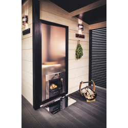 HARVIA Duo lasiseinä 9 x 19 kehyksellä, alumiini musta  HARVIA Duo lasiseinä 9 x 19 kehyksellä, alumiini musta