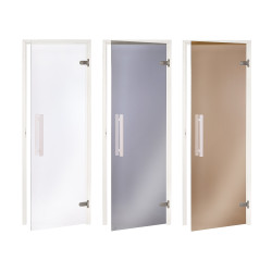 AD -lasinen saunaovi, valkoinen runko  AD -lasinen saunaovi, valkoinen runko