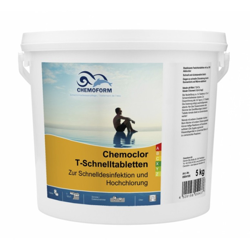 Nopeasti liukenevat klooritabletit CHEMOCLOR, 5 kg
