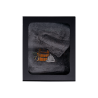 Lahjasetti lahjapakkauksessa HÄNELLE. Miesten saunahattu ja esiliina - HARMAA