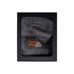 Lahjasetti lahjapakkauksessa HÄNELLE. Miesten saunahattu ja esiliina - HARMAA 