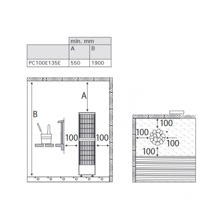 Sähkökiuas - HARVIA Cilindro Pro Black Steel PC100E/135E 10/13,2 kW