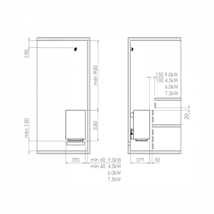 Sähkökiuas - Harvia Virta Wall HLW45E 4,5 kW