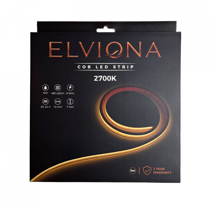Elviona COB LED -saunanauha, 2700 K, 5 m