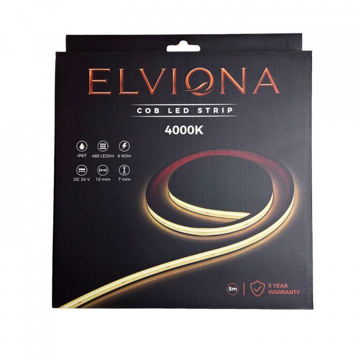 Elviona COB LED -saunanauha, 4000 K, 5 m