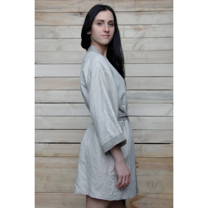 Käsintehty pellavainen aamutakki - kimono