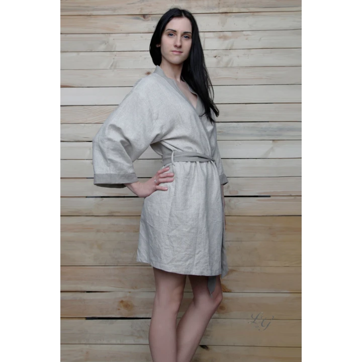 Käsintehty pellavainen aamutakki - kimono