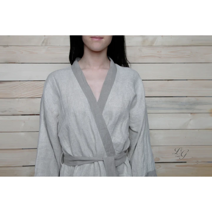 Käsintehty pellavainen aamutakki - kimono