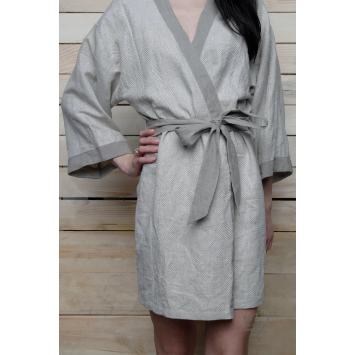 Käsintehty pellavainen aamutakki - kimono