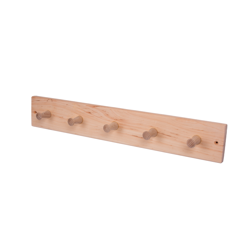 Leppäpuinen henkari, jossa 5 koukkua