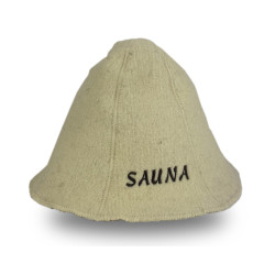 Saunahattu - SAUNA, valkoinen, villa  Saunahattu - SAUNA, valkoinen, villa