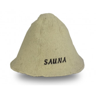 Saunahattu - SAUNA, valkoinen, villa