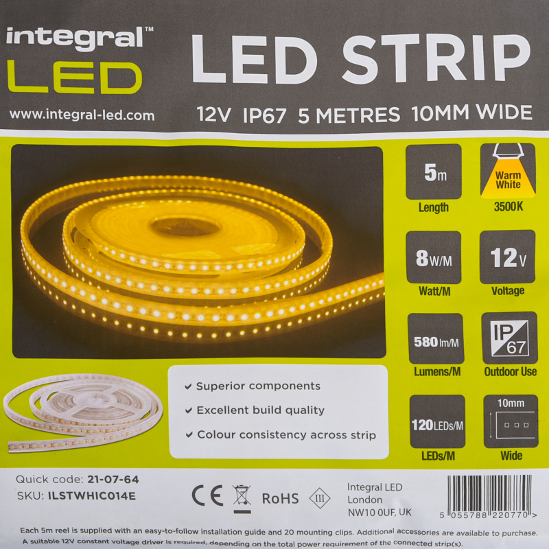 Lämmin valkoinen valo LED 12V