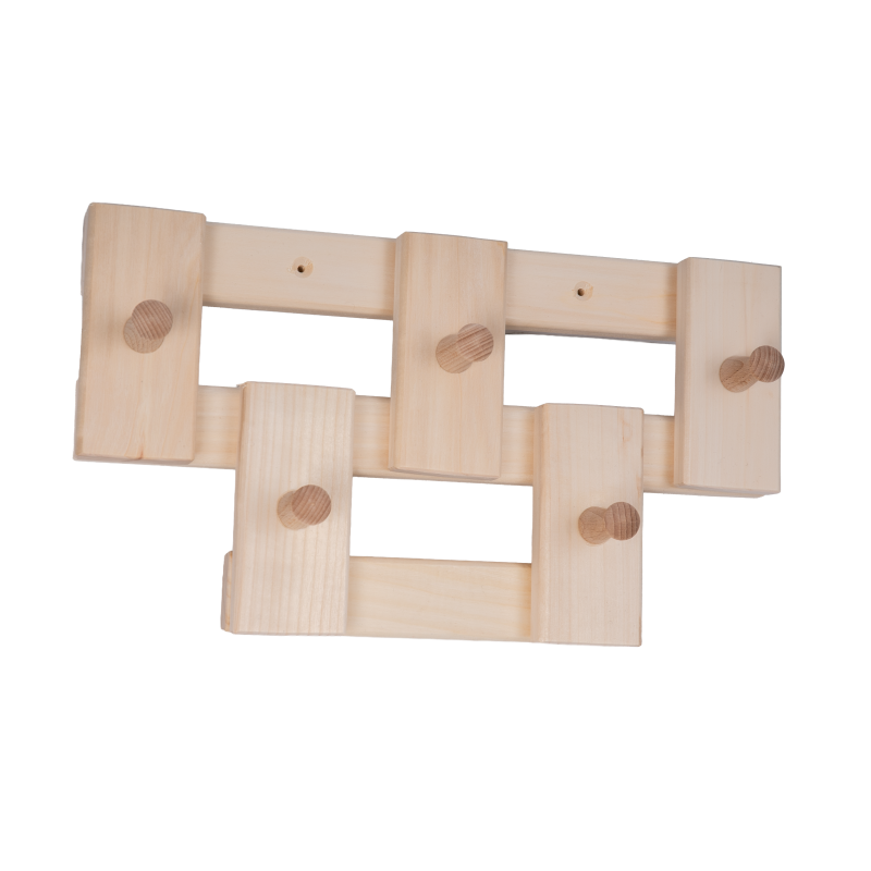 Lehmuspuinen henkari, jossa on 5 koukkua