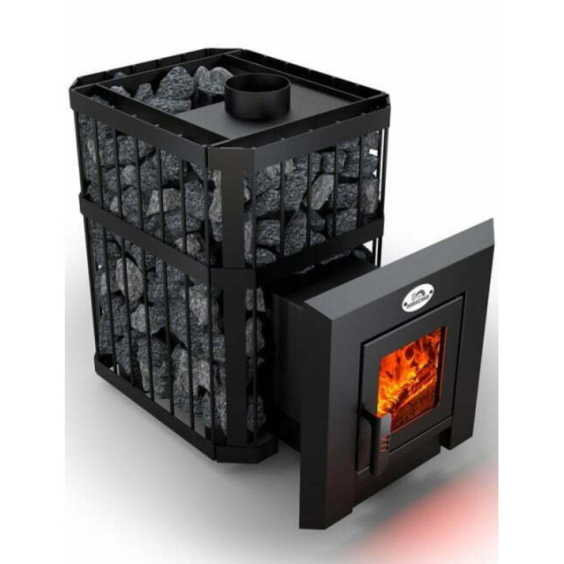 Puulämmitteinen kiuas - NOVA KLASSIK 18 verkkolla, lasiovet