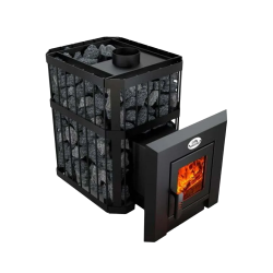 Puulämmitteinen kiuas - NOVA KLASSIK 18 verkkolla, lasiovet 