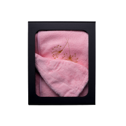 Lahjasetti lahjapakkauksessa HÄNELLE. Naisten saunahattu ja esiliina - VAALEANPUNAINEN 