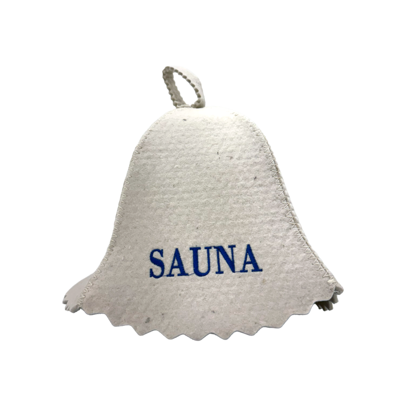 Saunahattu - SAUNA, sinisellä kirjaimella