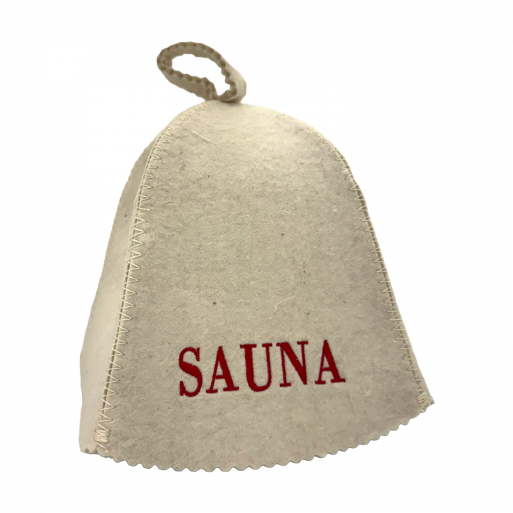 Saunahattu - Sauna, punaisella kirjaimella