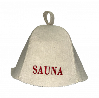 Saunahattu - Sauna, punaisella kirjaimella