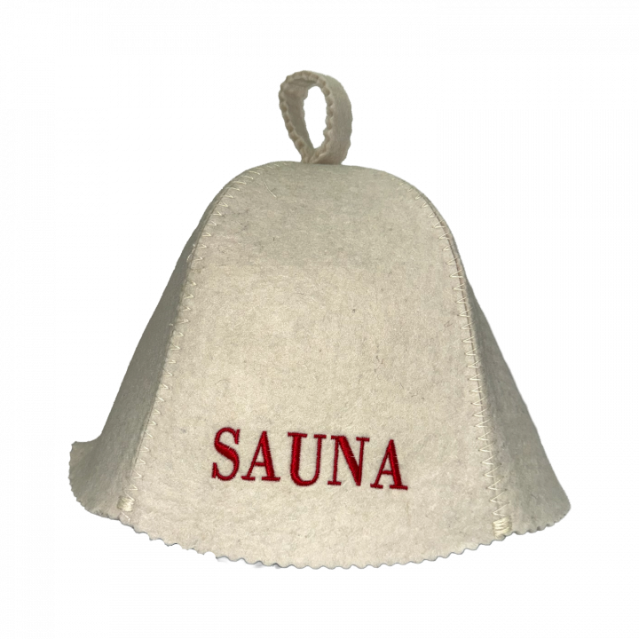 Saunahattu - Sauna, punaisella kirjaimella