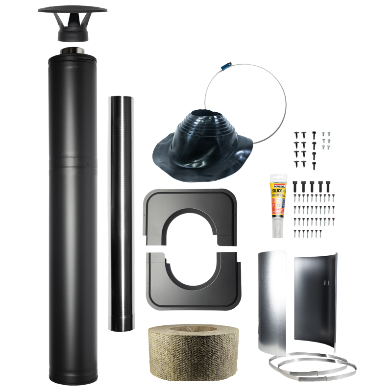 Teräksinen eristetty savupiippusetti - HARVIA, musta