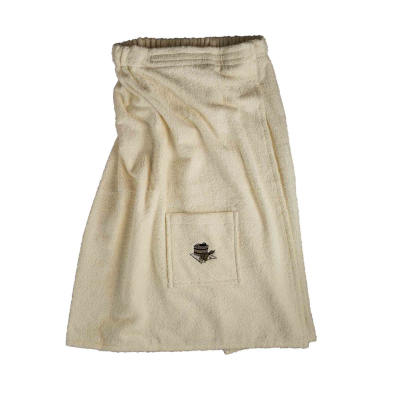 Sauna-esiliina miesten vaaleanväristä, puuvillaa