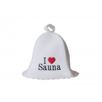 Saunahattu - Rakastan saunaa, valkoinen