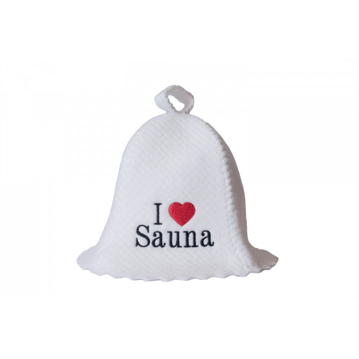 Saunahattu - Rakastan saunaa, valkoinen