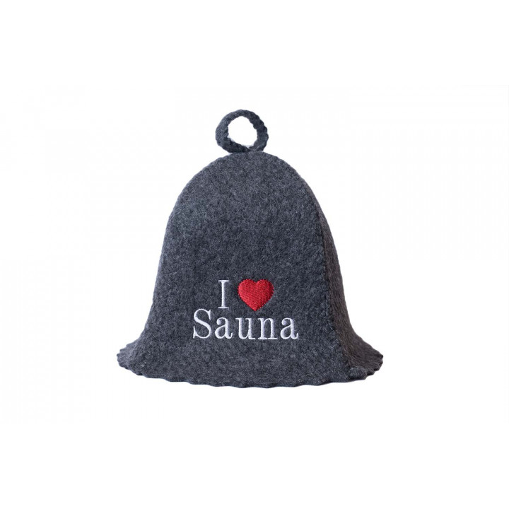 Saunahattu - Rakastan saunaa, harmaa