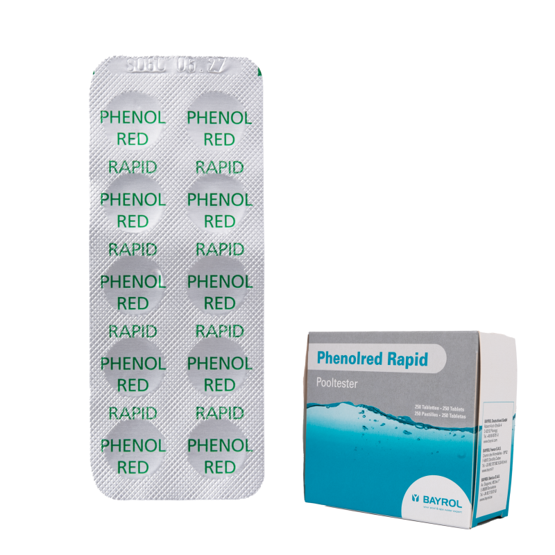 Veden testaustabletit Phenolred Rapid, pH-määritykseen, 10 tablettia