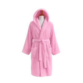 Velour-kylpytakki hupulla, pinkki 
