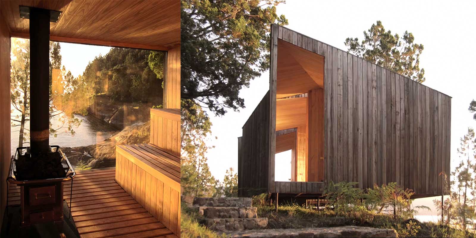 Puinen järvenrantasauna, Chile Wooden lakeside sauna, Chile
